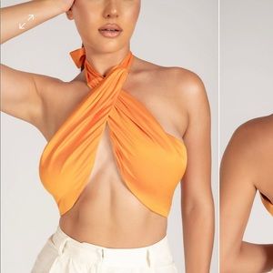 L - Wrap Halter Crop - NWT